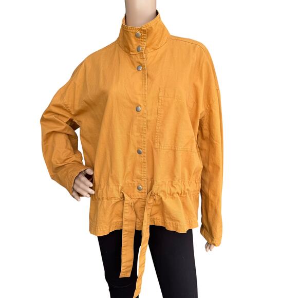 I Was Born In A Small Town M Utility Jacket Tie Waist Mustard Gold Rayon - Picture 1 of 10